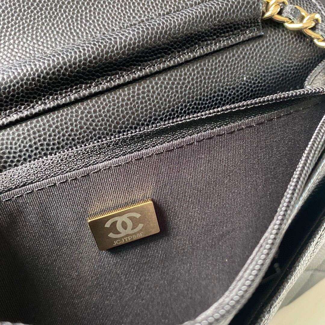 Chanel Classic Wallet on Chain Grained Shiny AP2734 black | chanel ap2734 classic wallet on chain grained shiny 09