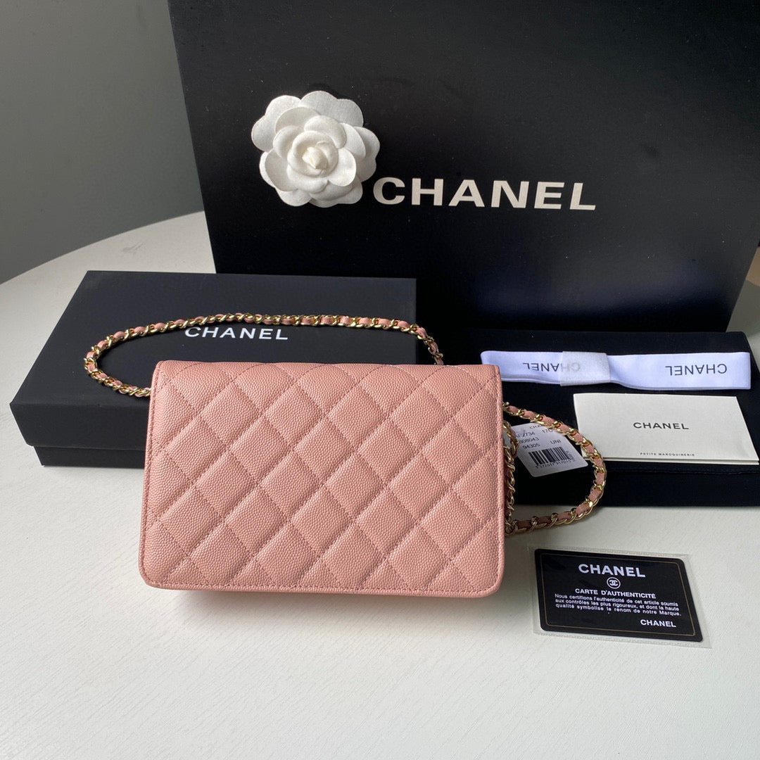 Chanel Classic Wallet on Chain Grained Shiny AP2742 Pink | chanel ap2734 classic wallet on chain grained shiny 11