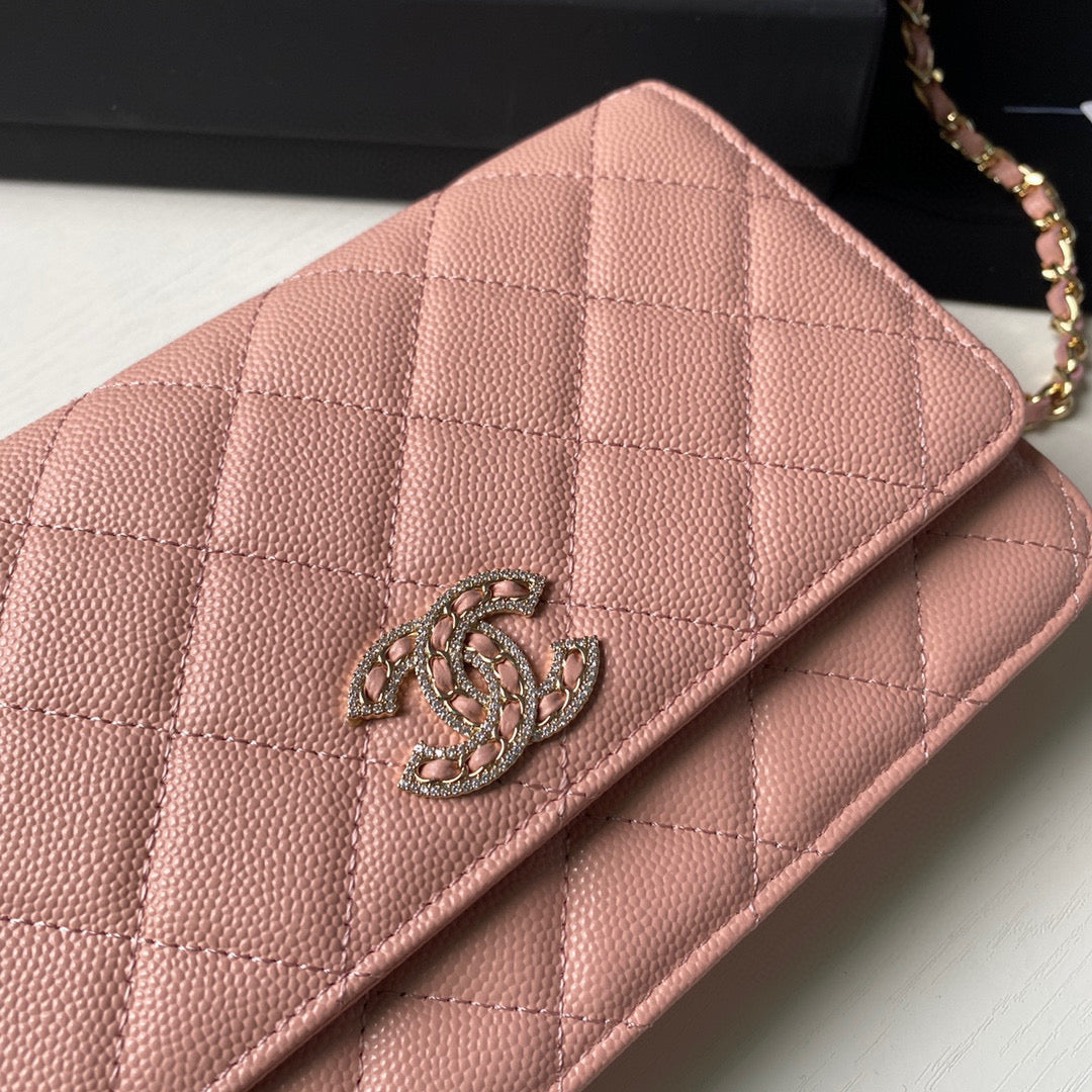 Chanel Classic Wallet on Chain Grained Shiny AP2742 Pink | chanel ap2734 classic wallet on chain grained shiny 14