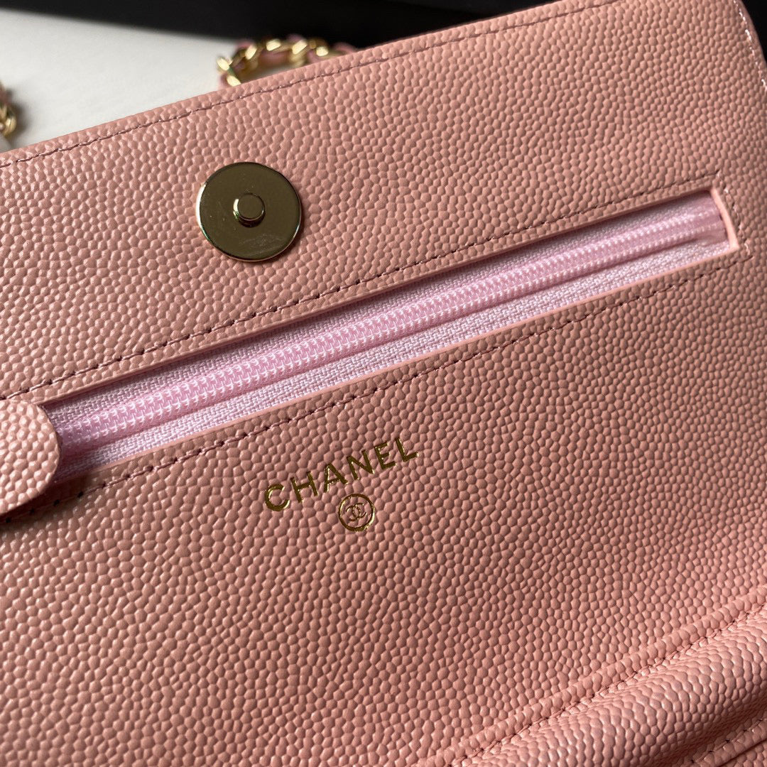 Chanel Classic Wallet on Chain Grained Shiny AP2742 Pink | chanel ap2734 classic wallet on chain grained shiny 16
