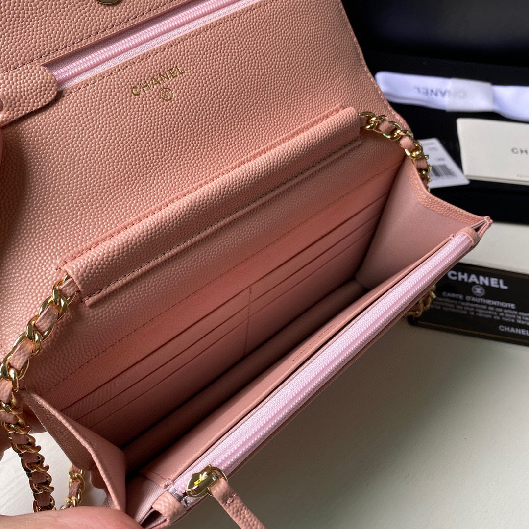 Chanel Classic Wallet on Chain Grained Shiny AP2742 Pink | chanel ap2734 classic wallet on chain grained shiny 17