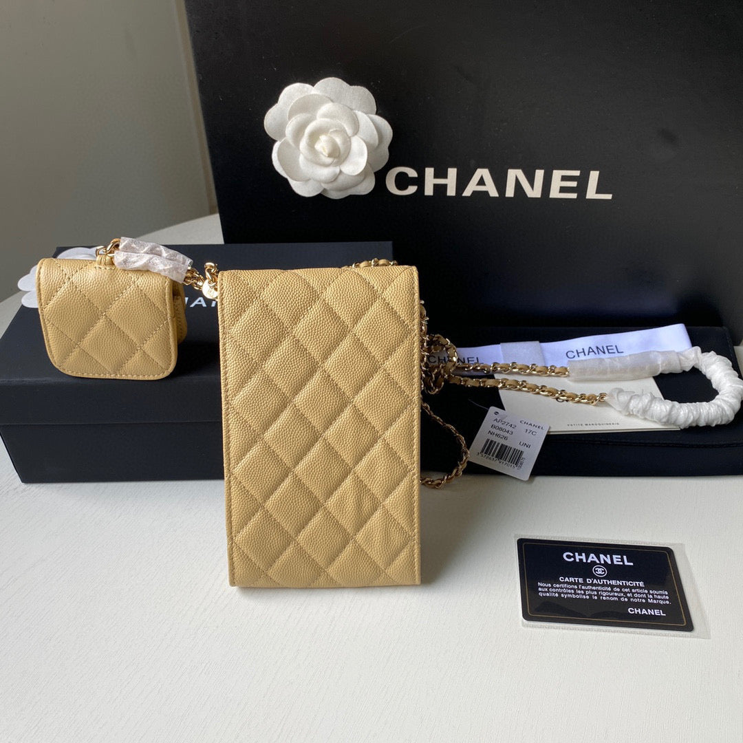Chanel Phone Airpods Pro Case with Chain Grained Shiny AP2742 Apricot | chanel ap2742 phone airpods pro case with chain grained shiny apricot 02