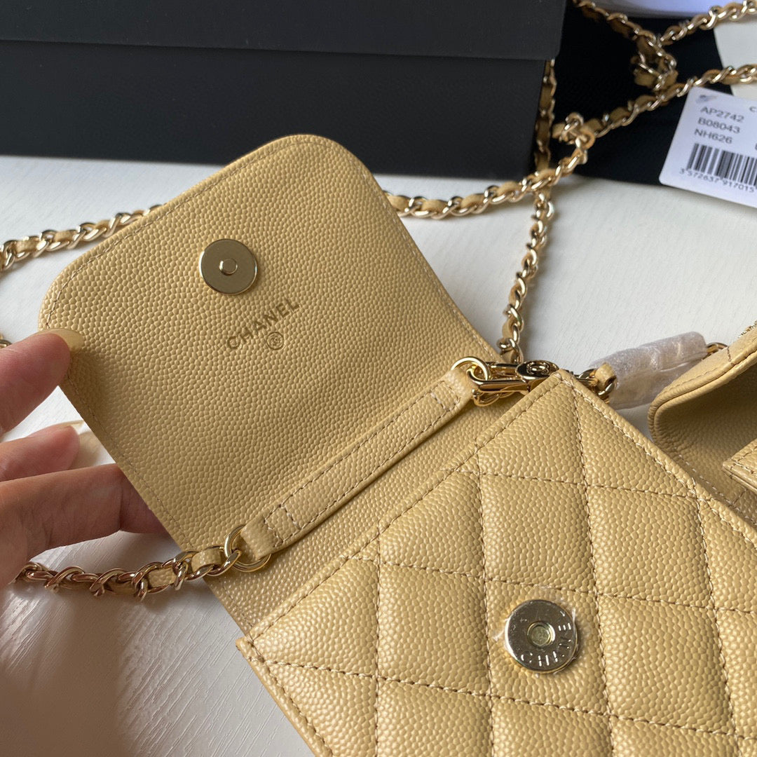 Chanel Phone Airpods Pro Case with Chain Grained Shiny AP2742 Apricot | chanel ap2742 phone airpods pro case with chain grained shiny apricot 07