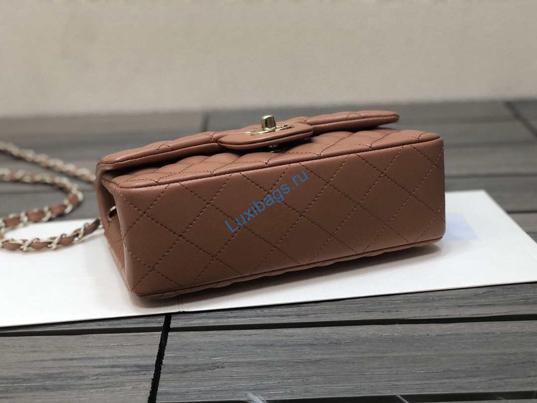 Chanel A69900 Mini Flap Handbag Classic bag Lambskin Brown 1116 Shiny Gold | chanel as1116 mini flap handbag classic bag lambskin brown shiny gold a69900 006