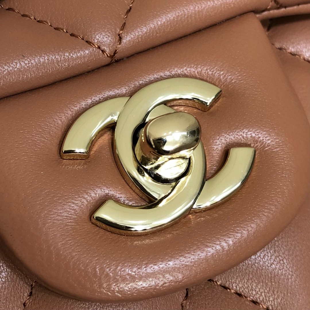 Chanel A69900 Mini Flap Handbag Classic bag Lambskin Brown 1116 Shiny Gold | chanel as1116 mini flap handbag classic bag lambskin brown shiny gold a69900 007