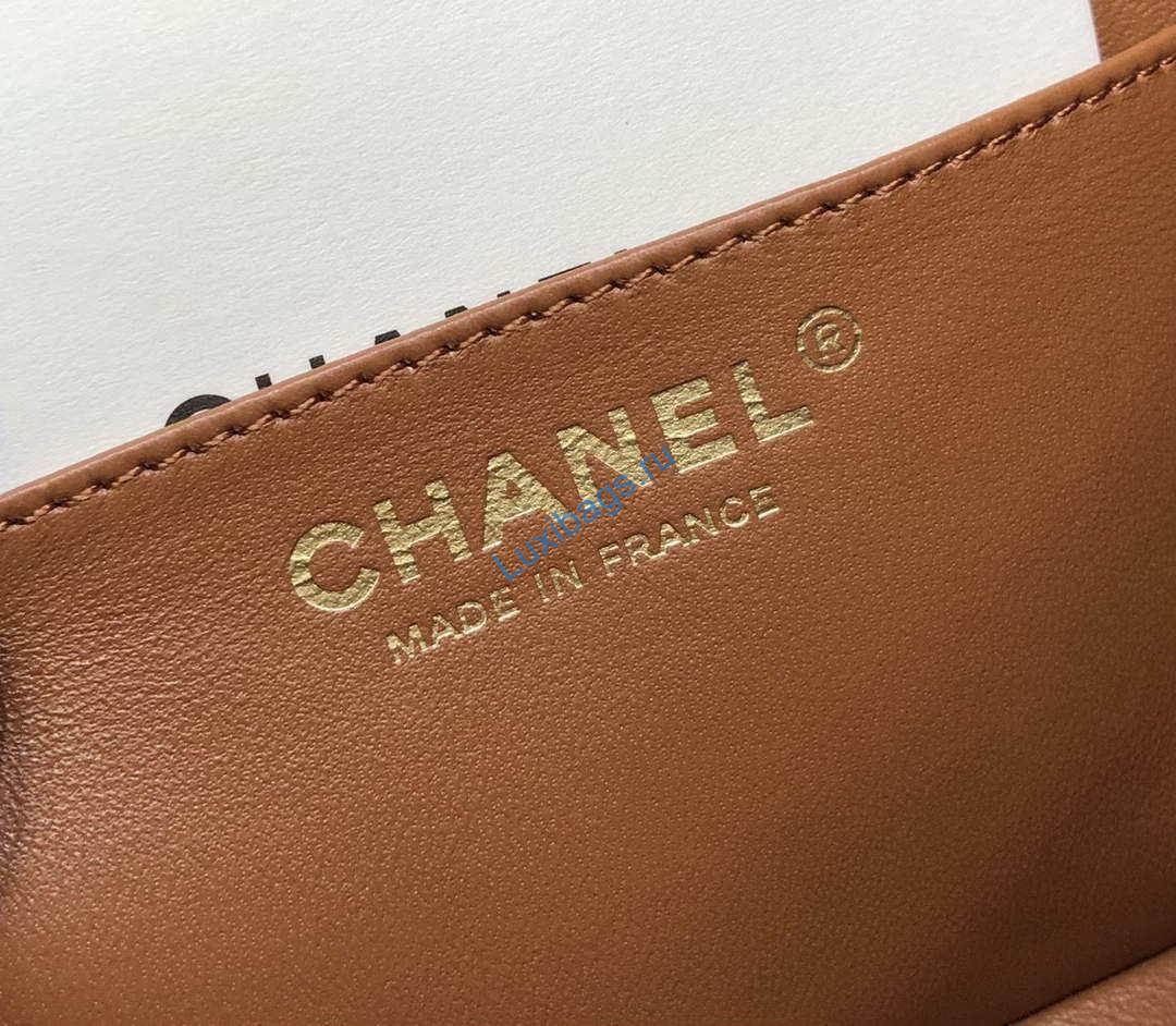 Chanel A69900 Mini Flap Handbag Classic bag Lambskin Brown 1116 Shiny Gold | chanel as1116 mini flap handbag classic bag lambskin brown shiny gold a69900 009