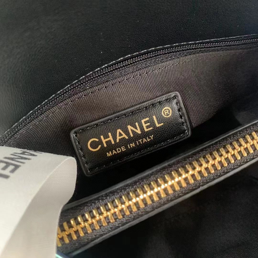 Chanel Flap Bag With Top Handle AS2463 Lambskin Black | chanel as2463 flap bag with top handle lambskin black 08