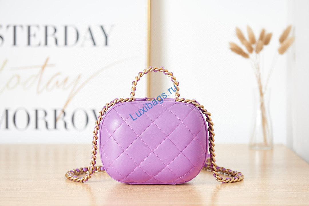 Chanel Small Vanity Case Lambskin gold-tone metal AS3066 Purple | chanel as3066 small vanity case lambskin gold tone metal purple 04