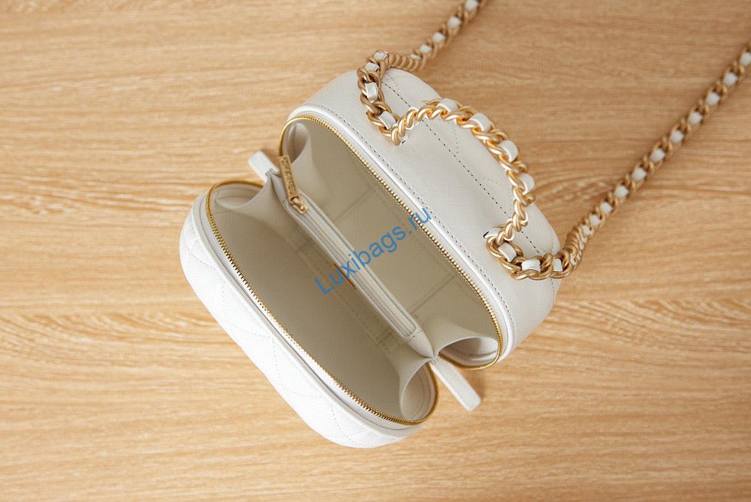 Chanel Small Vanity Case Lambskin gold-tone metal AS3066 White | chanel as3066 small vanity case lambskin gold tone metal white 07