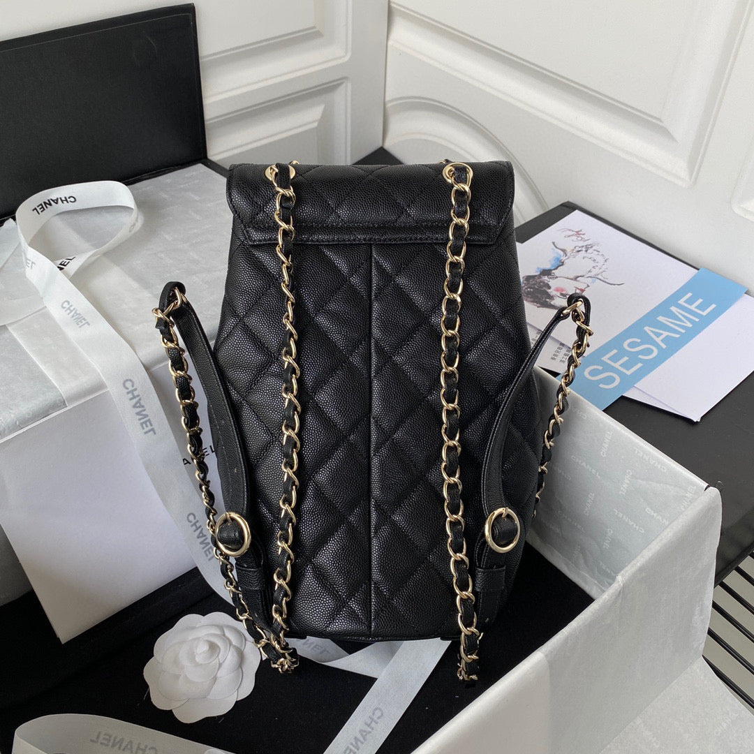 Chanel Backpack Calfskin AS3200 Black Gold | chanel as3200 backpack calfskin black gold 02