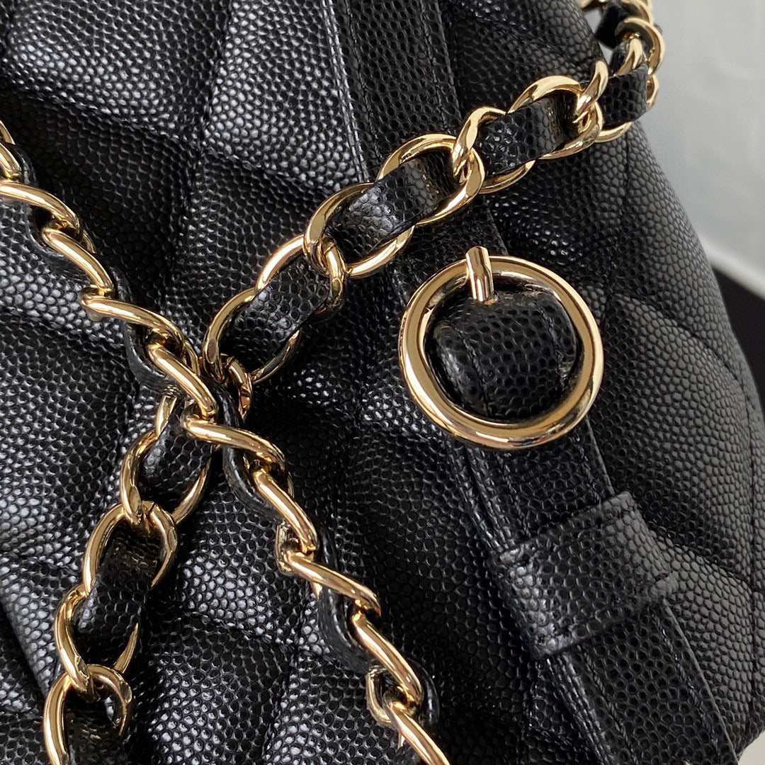 Chanel Backpack Calfskin AS3200 Black Gold | chanel as3200 backpack calfskin black gold 05
