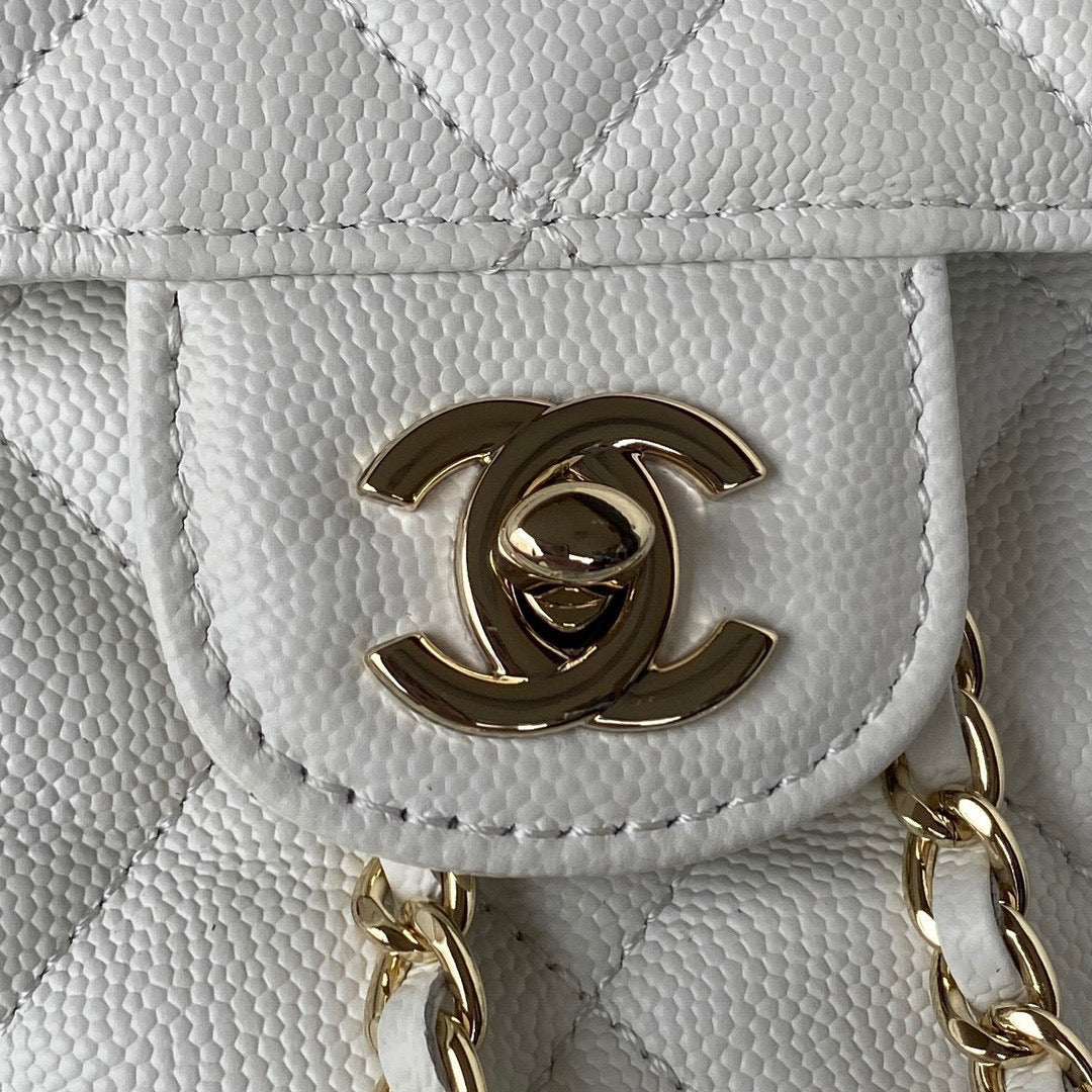 Chanel Backpack AS3200 Calfskin White Gold | chanel as3200 backpack calfskin white gold 03