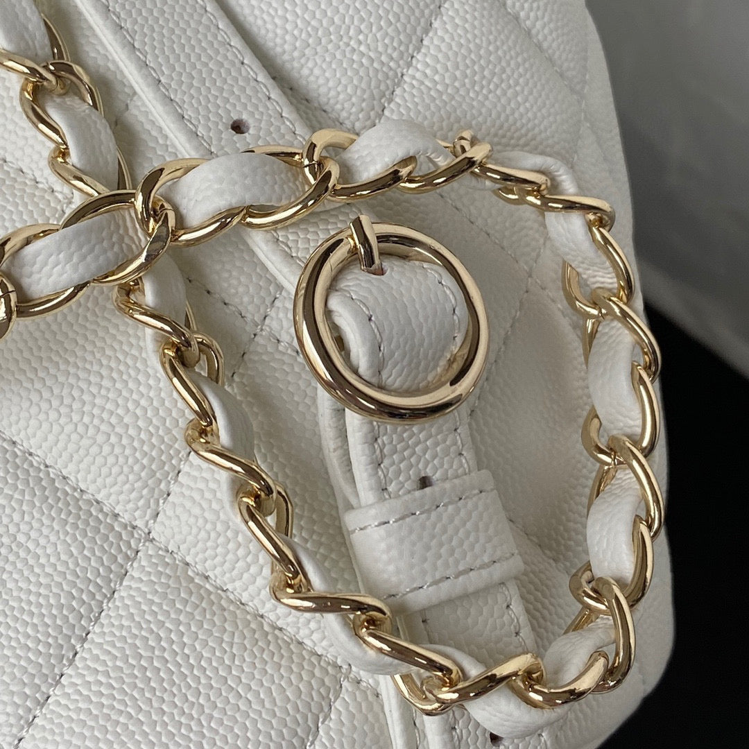Chanel Backpack AS3200 Calfskin White Gold | chanel as3200 backpack calfskin white gold 05