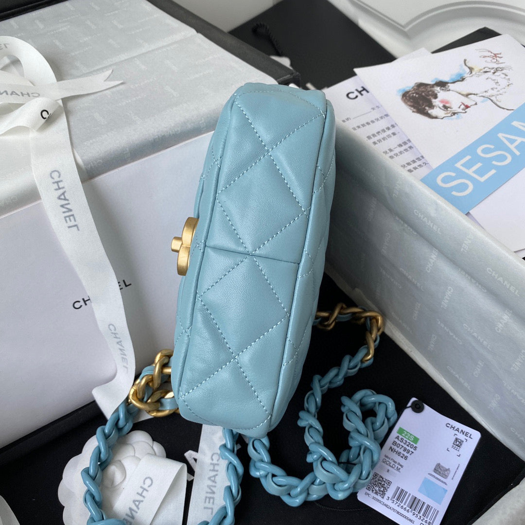 Chanel Mini Flap Bag Lambskin Gold-Tone Metal AS3205 Blue | chanel as3205 mini flap bag lambskin gold tone metal blue 06