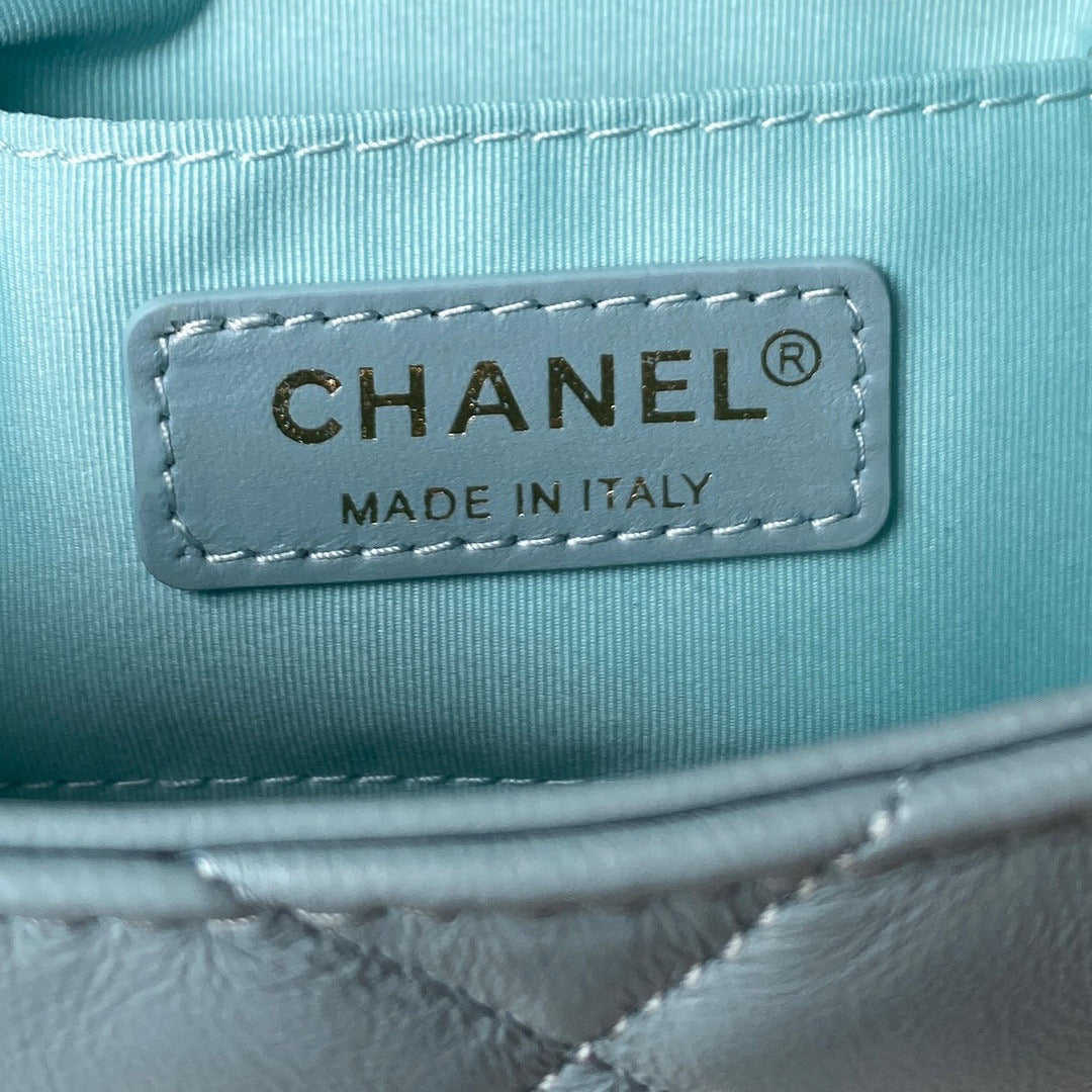Chanel Mini Flap Bag Lambskin Gold-Tone Metal AS3205 Blue | chanel as3205 mini flap bag lambskin gold tone metal blue 08