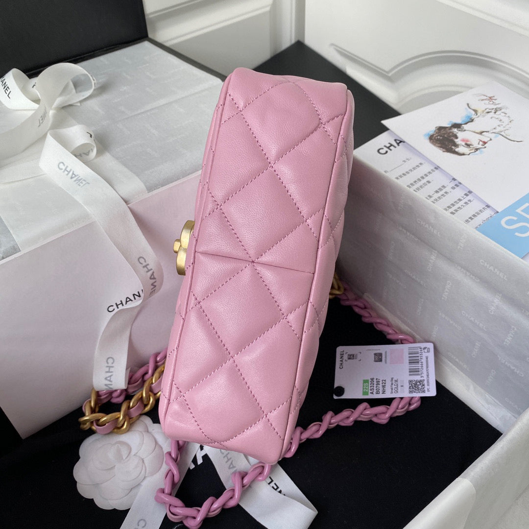Chanel Small Flap Bag Lambskin Gold-Tone Metal AS3206 Pink | chanel as3206 small flap bag lambskin gold tone metal 15