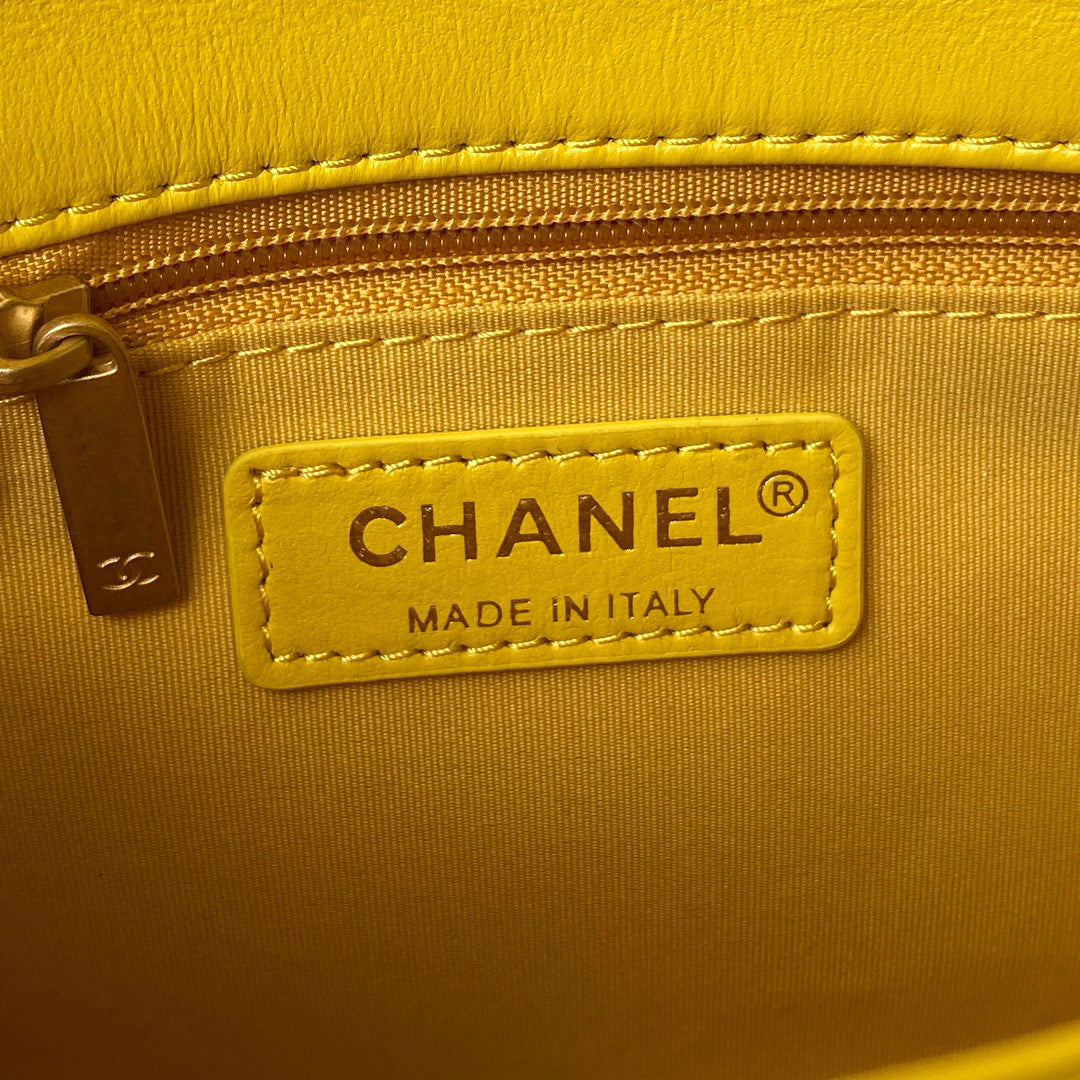 Chanel Small Flap Bag Lambskin Gold-Tone Metal AS3206 Yellow | chanel as3206 small flap bag lambskin gold tone metal 45