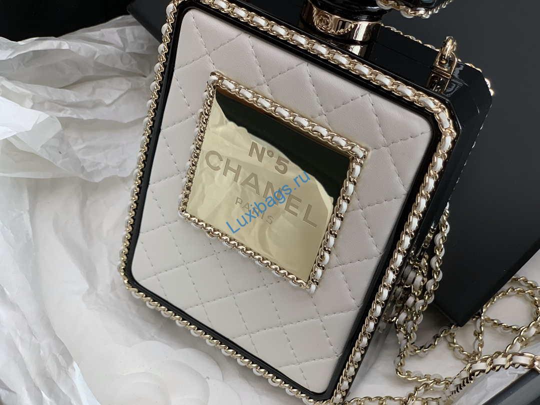 Chanel AS3264 Evening Bag Lambskin Plexi gold Black and White | chanel as3264 evening bag metal gold 011