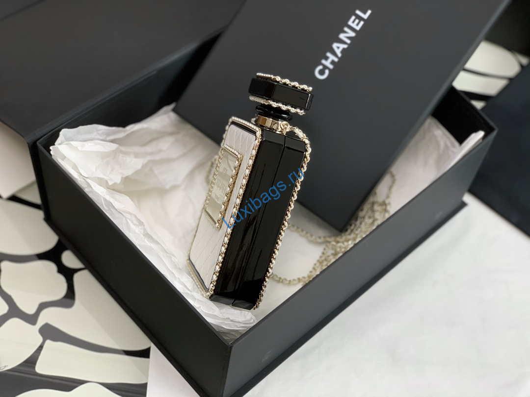 Chanel AS3264 Evening Bag Lambskin Plexi gold Black and White | chanel as3264 evening bag metal gold 014