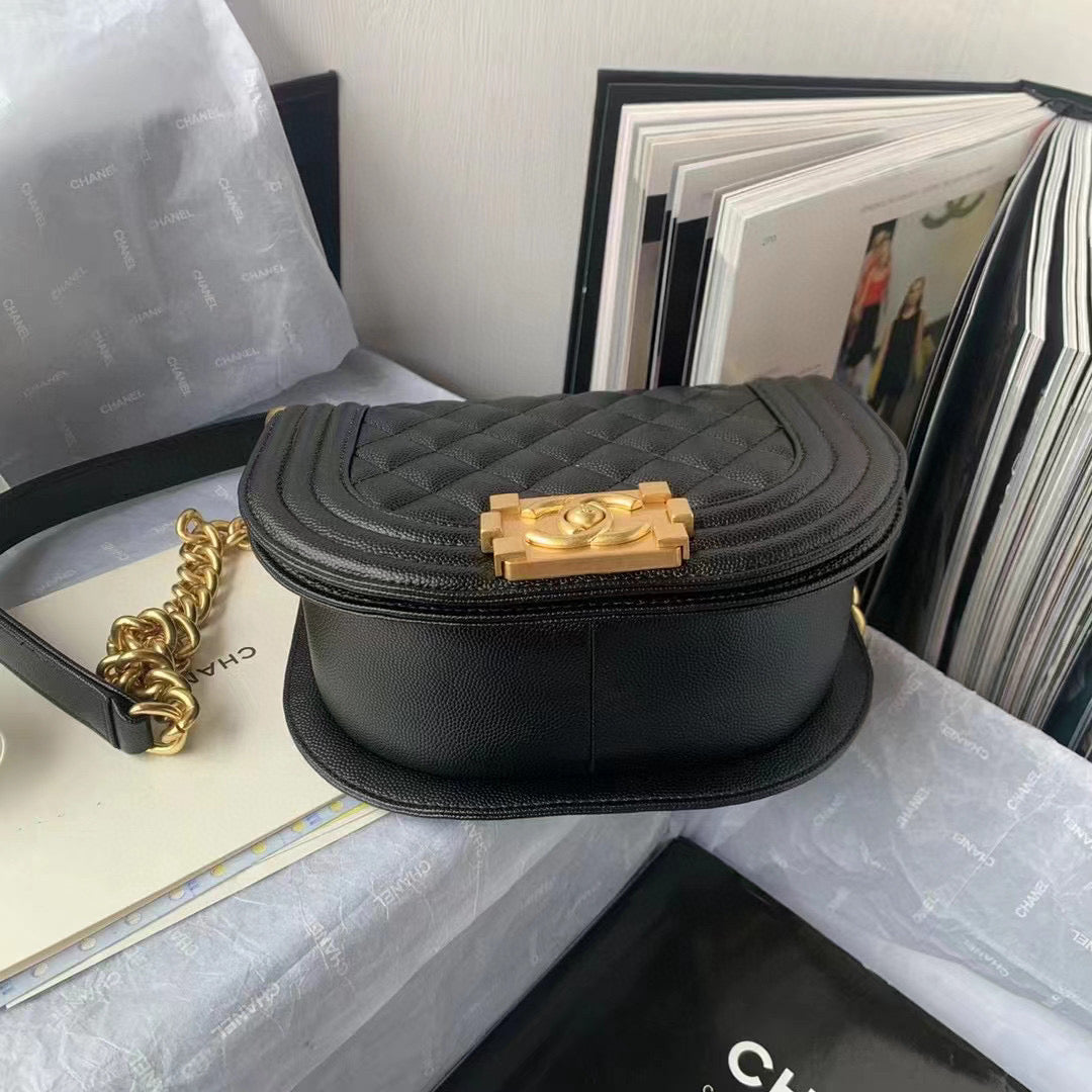 Chanel Small BOY CHANEL Messenger Bag AS3350 Lambskin Black | chanel as3350 small boy chanel messenger bag lambskin black 03