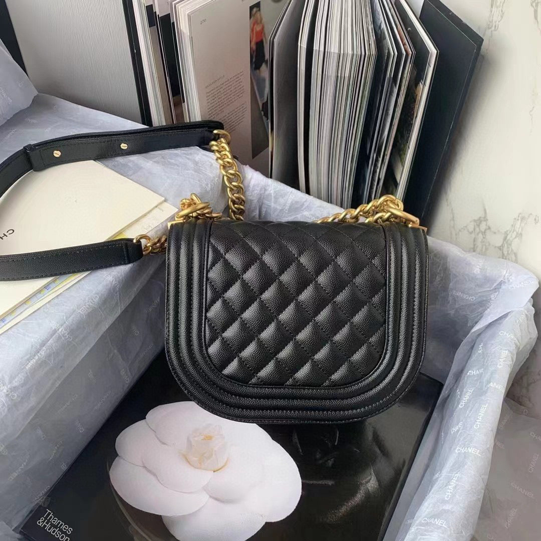 Chanel Small BOY CHANEL Messenger Bag AS3350 Lambskin Black | chanel as3350 small boy chanel messenger bag lambskin black 05