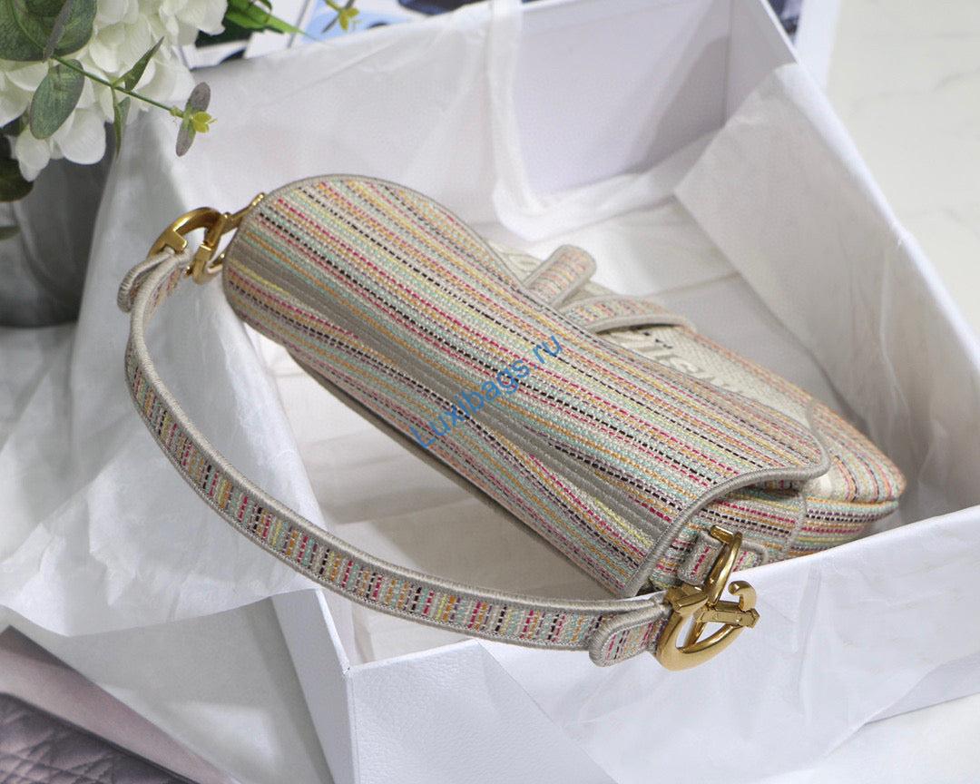 Dio Saddle Bag M0446 Beige Toile de Jouy Embroidery | dio m0446 saddle bag beige toile de jouy embroidery 08