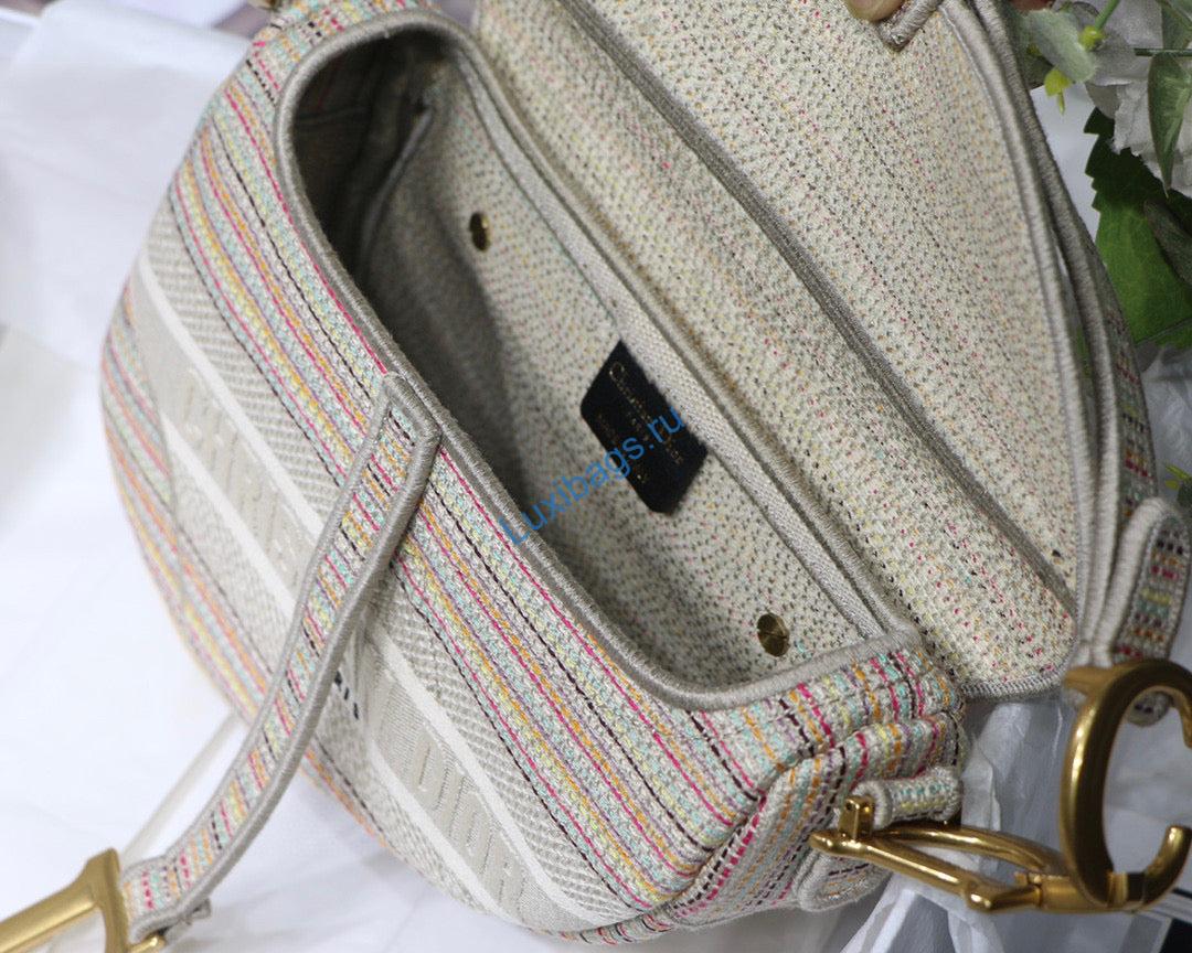 Dio Saddle Bag M0446 Beige Toile de Jouy Embroidery | dio m0446 saddle bag beige toile de jouy embroidery 09