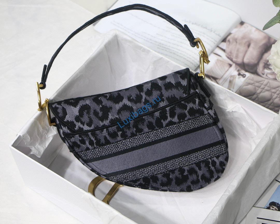 Dior Saddle Bag M0446 Gray Mizza Embroidery | dior m0446 saddle bag gray mizza embroidery 04