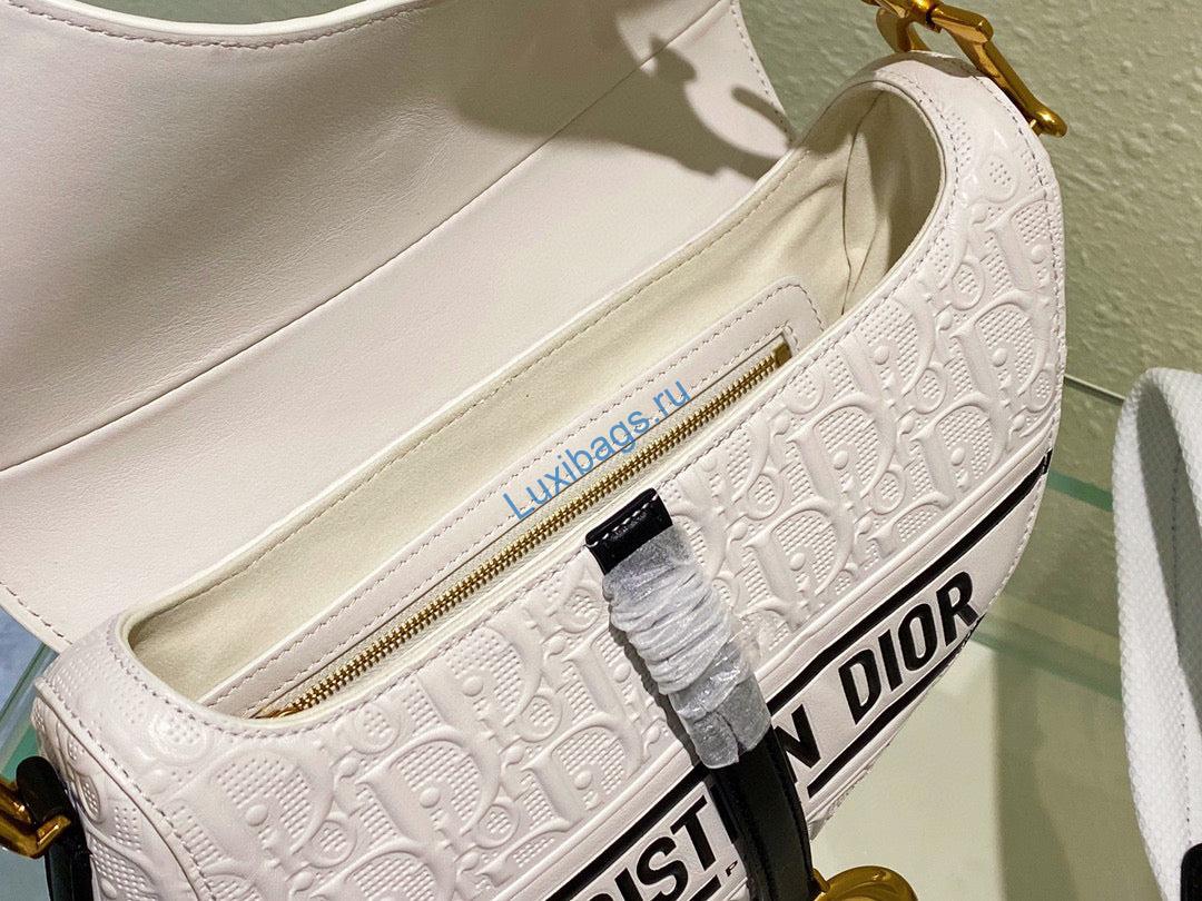 Dior Saddle Bag White and Blue Dior Oblique Perforated Calfskin M0446 | dior m0446 saddle bag white and blue dior oblique perforated calfskin 09