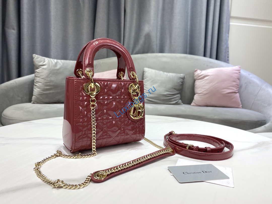 Dior Mini Lady Dior Bag M0505 Hibiscus Powder Patent Cannage Calfskin | dior m0505 mini lady dior bag patent cannage calfskin 058