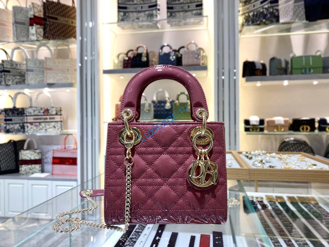 Dior Mini Lady Dior Bag M0505 Hibiscus Powder Patent Cannage Calfskin | dior m0505 mini lady dior bag patent cannage calfskin 065