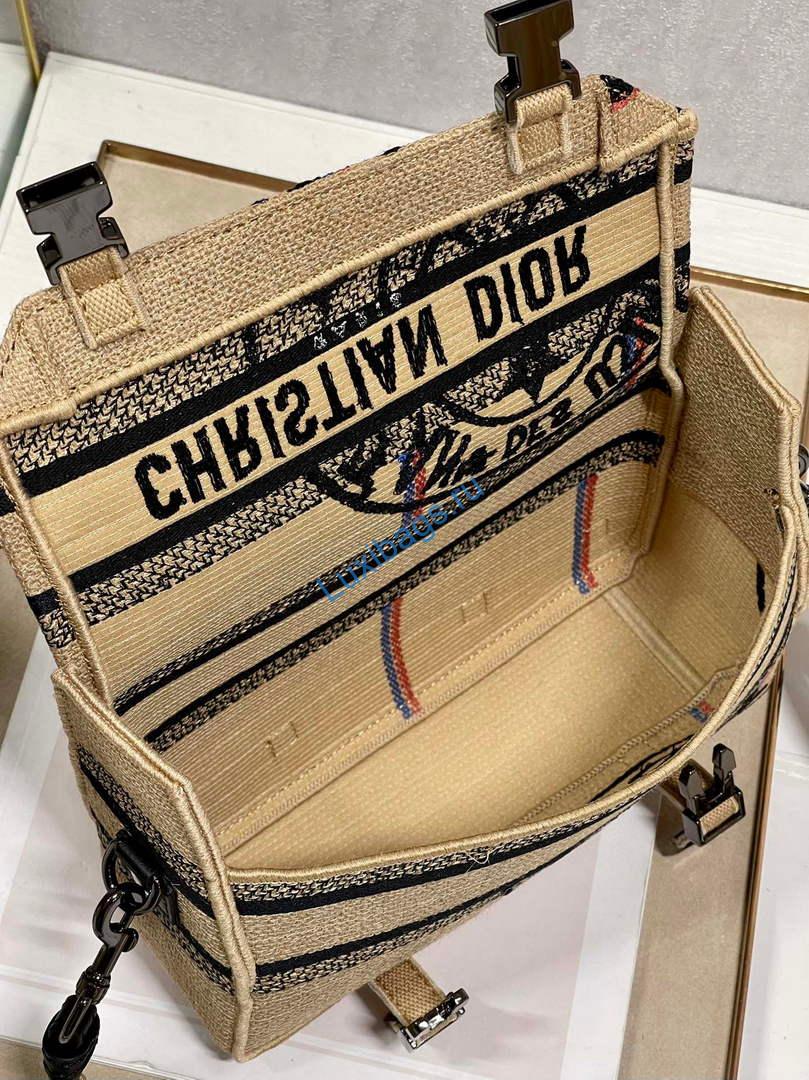 Dior Diorcamp Bag Small Model Beige Union Embroidered Jute Fabric M1241 | dior m1241 diorcamp bag small model beige union embroidered jute fabric 08