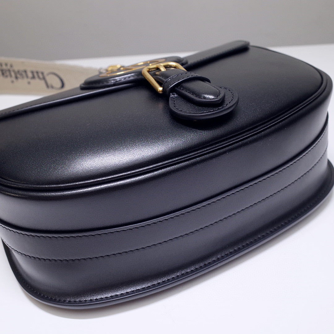 Dior M9320 Large Bobby Bag Black Box Calfskin with Blue Oblique Strap | dior m9320 large bobby bag black box calfskin with blue oblique strap 06