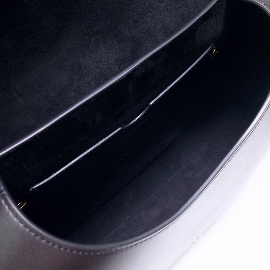 Dior M9320 Large Bobby Bag Black Box Calfskin with Blue Oblique Strap | dior m9320 large bobby bag black box calfskin with blue oblique strap 08