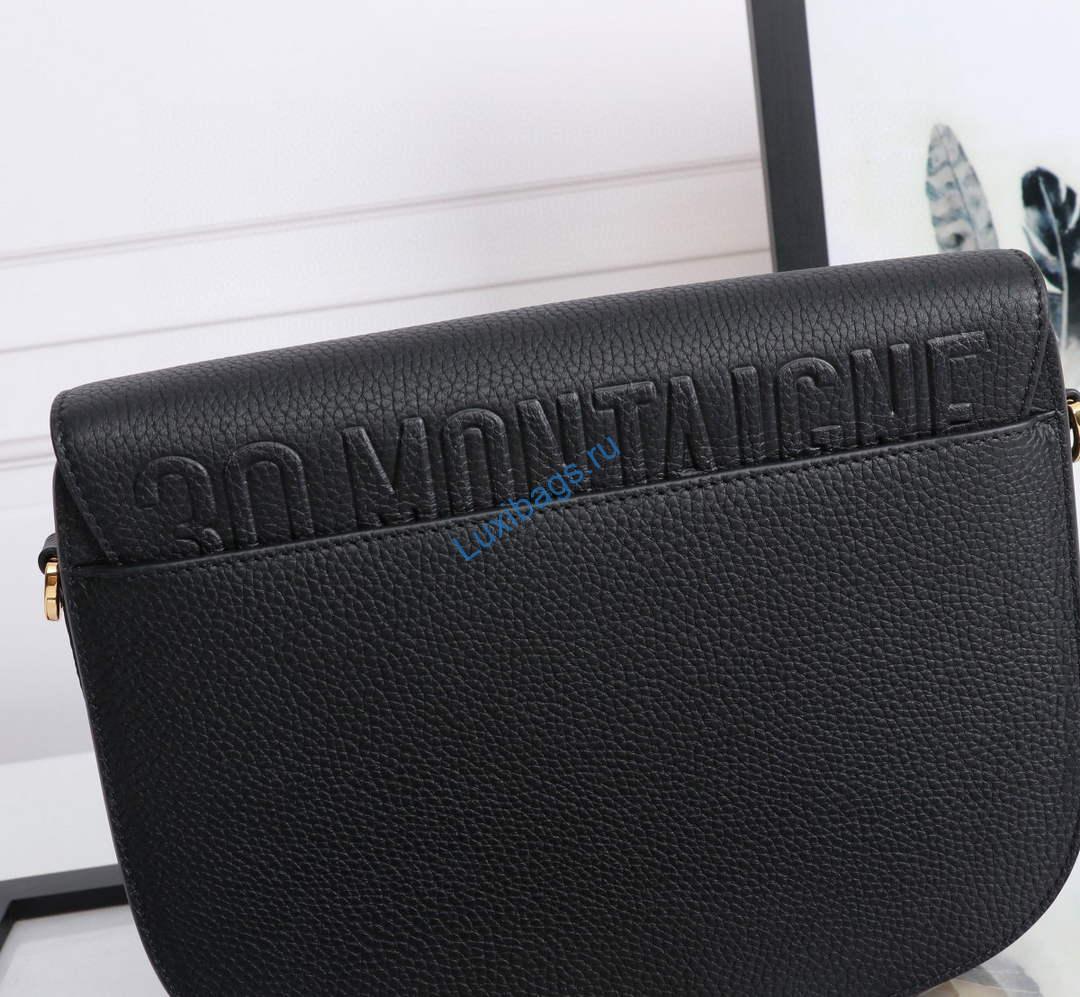 Dior M9320 Large Bobby Bag Black Grained Calfskin with Blue Dior Oblique Strap | dior m9320 large bobby bag black grained calfskin with blue dior oblique strap 5