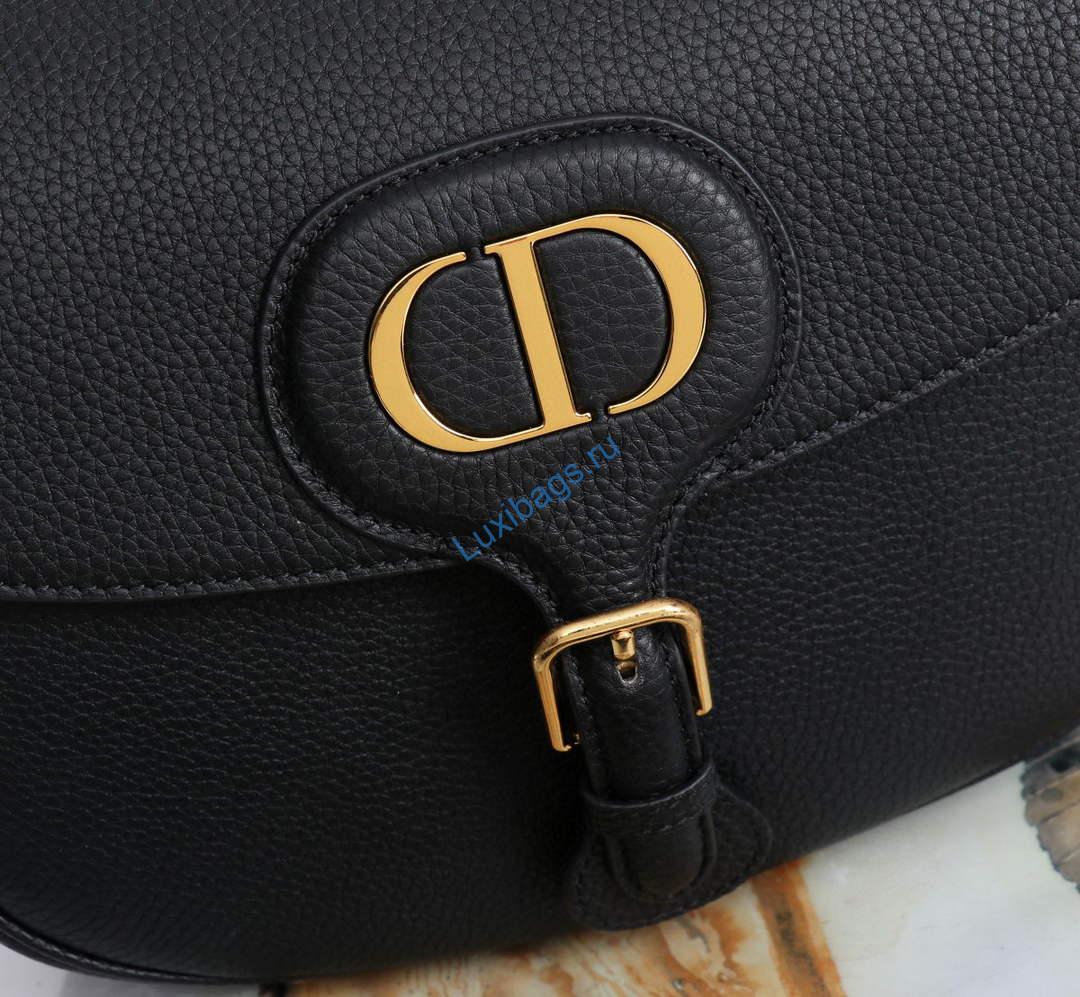 Dior M9320 Large Bobby Bag Black Grained Calfskin with Blue Dior Oblique Strap | dior m9320 large bobby bag black grained calfskin with blue dior oblique strap 7