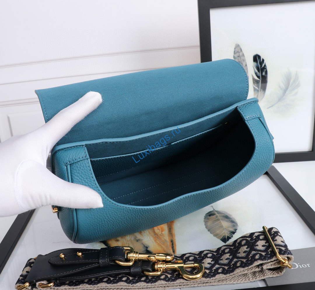 Dior M9320 Large Bobby Bag Blue Grained Calfskin with Blue Dior Oblique Strap | dior m9320 large bobby bag blue grained calfskin with blue dior oblique strap 6