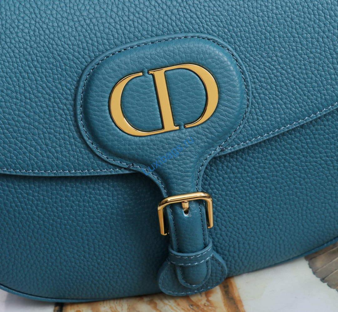 Dior M9320 Large Bobby Bag Blue Grained Calfskin with Blue Dior Oblique Strap | dior m9320 large bobby bag blue grained calfskin with blue dior oblique strap 8
