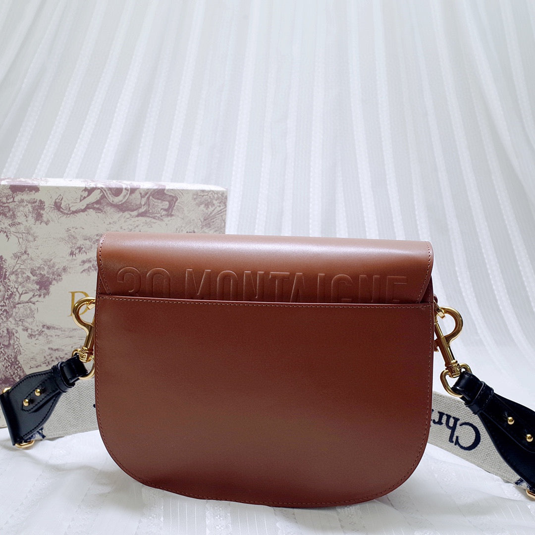 Dior M9320 Large Bobby Bag Brown Box Calfskin with Blue Oblique Strap | dior m9320 large bobby bag brown box calfskin with blue oblique strap 3
