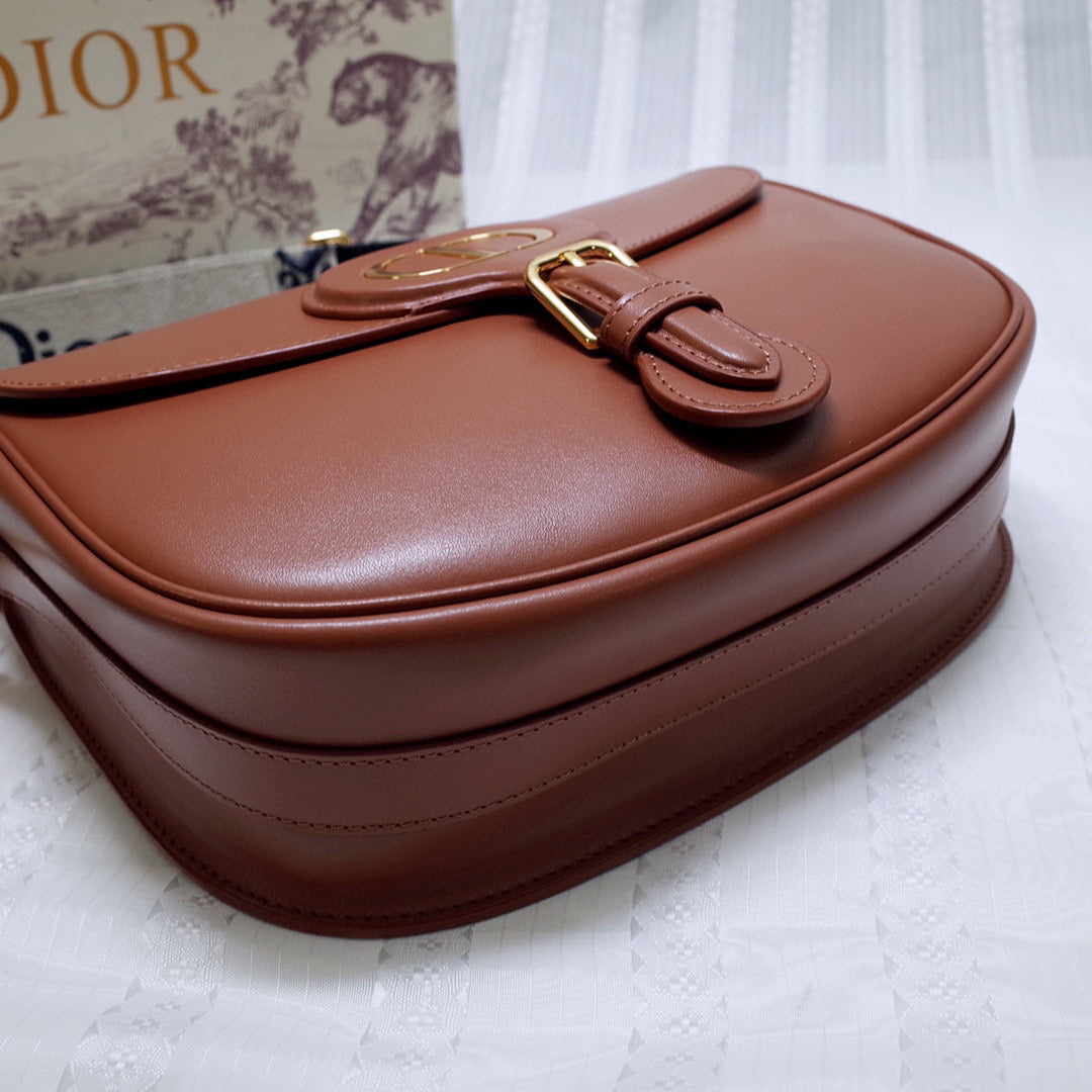 Dior M9320 Large Bobby Bag Brown Box Calfskin with Blue Oblique Strap | dior m9320 large bobby bag brown box calfskin with blue oblique strap 5
