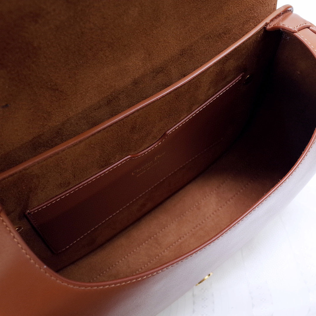 Dior M9320 Large Bobby Bag Brown Box Calfskin with Blue Oblique Strap | dior m9320 large bobby bag brown box calfskin with blue oblique strap 7