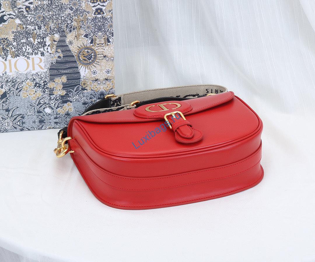 Dior M9320 Large Bobby Bag Red Box Calfskin with Blue Oblique Strap | dior m9320 large bobby bag red box calfskin with blue oblique strap 05