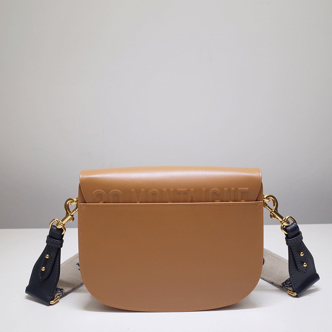 Dior M9320 Large Bobby Bag Tan Box Calfskin with Blue Oblique Strap | dior m9320 large bobby bag tan box calfskin with blue oblique strap 06