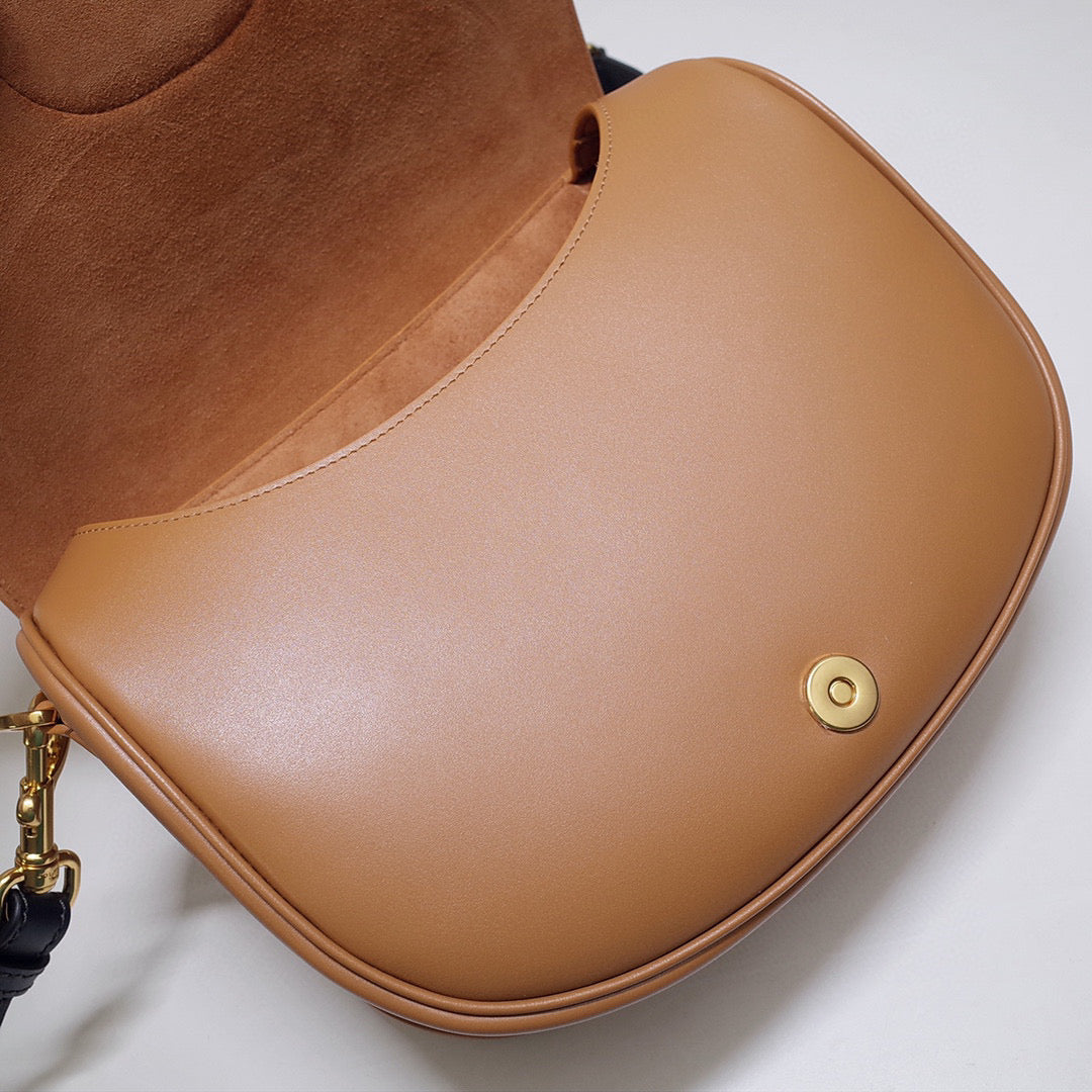 Dior M9320 Large Bobby Bag Tan Box Calfskin with Blue Oblique Strap | dior m9320 large bobby bag tan box calfskin with blue oblique strap 07