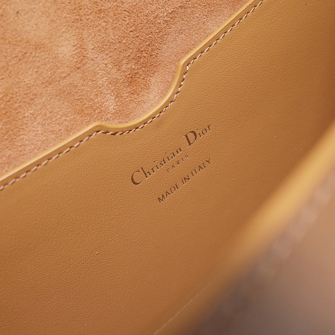 Dior M9320 Large Bobby Bag Tan Box Calfskin with Blue Oblique Strap | dior m9320 large bobby bag tan box calfskin with blue oblique strap 09