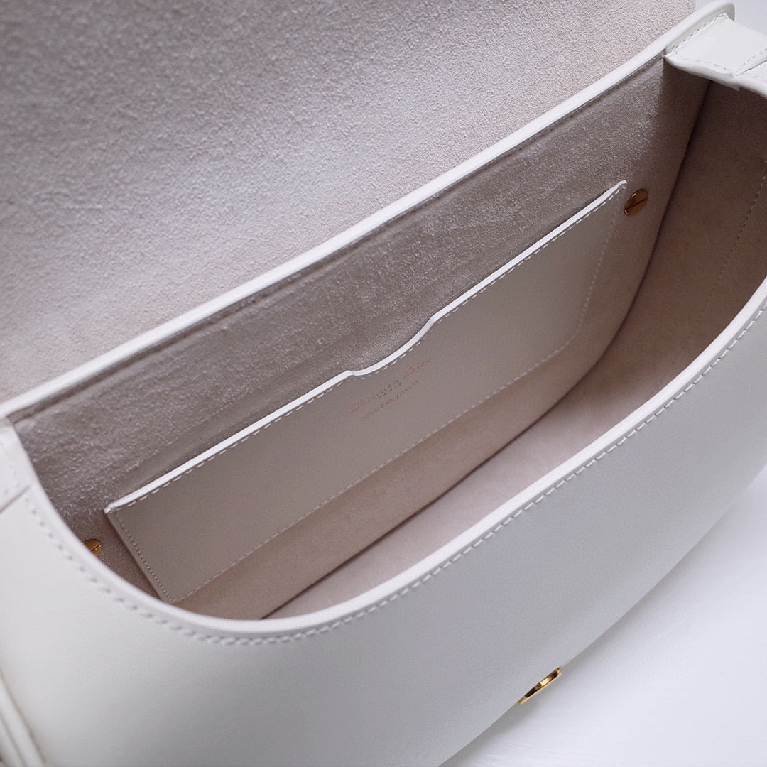Dior M9320 Large Bobby Bag white Box Calfskin with Blue Oblique Strap | dior m9320 large bobby bag white box calfskin with blue oblique strap 08