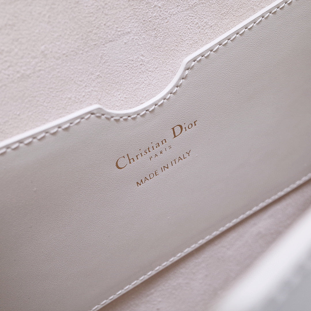 Dior M9320 Large Bobby Bag white Box Calfskin with Blue Oblique Strap | dior m9320 large bobby bag white box calfskin with blue oblique strap 09