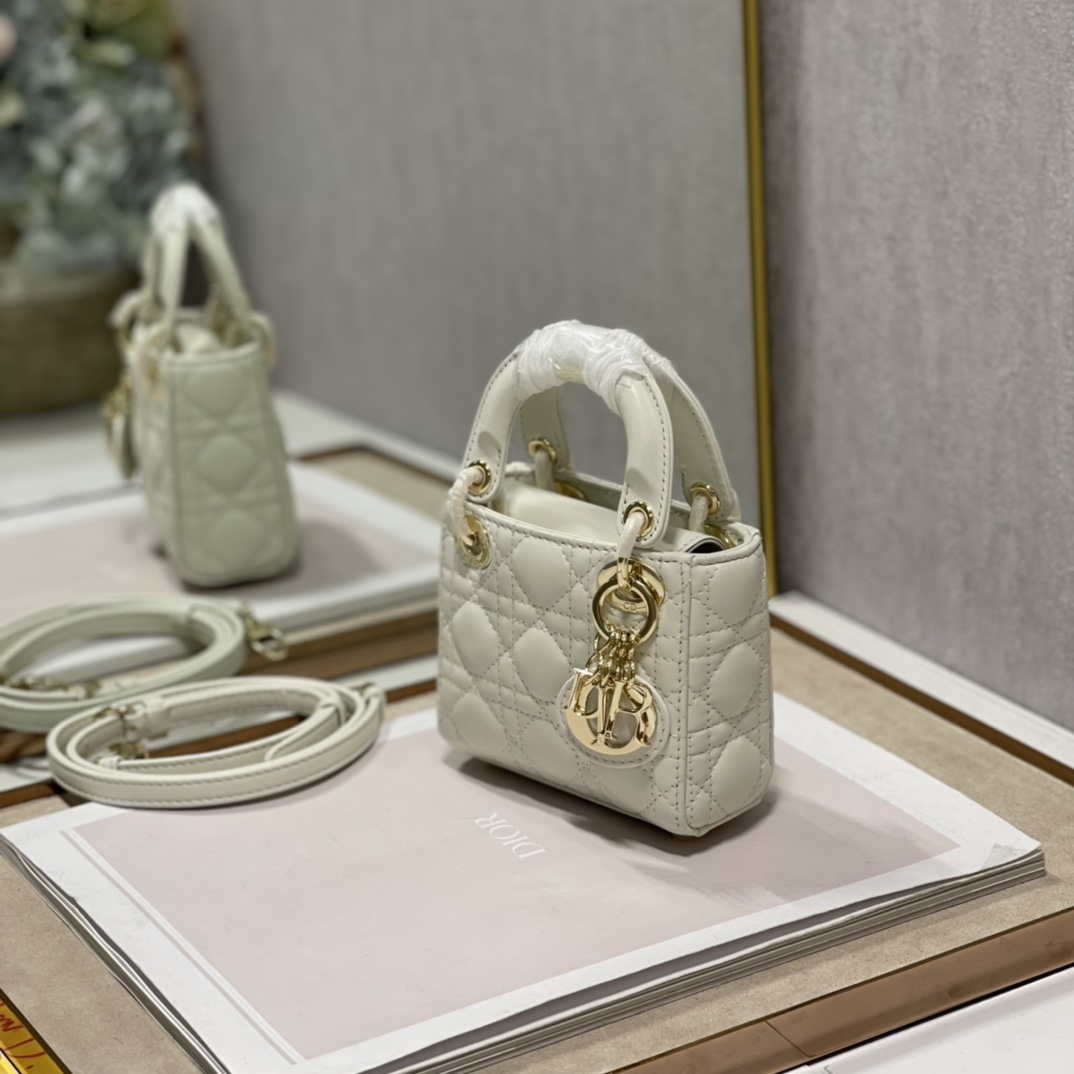 Dior S0856 MICRO LADY Dior Bag White Cannage Lambskin | dior s0856 micro lady dior bag white cannage lambskin 003