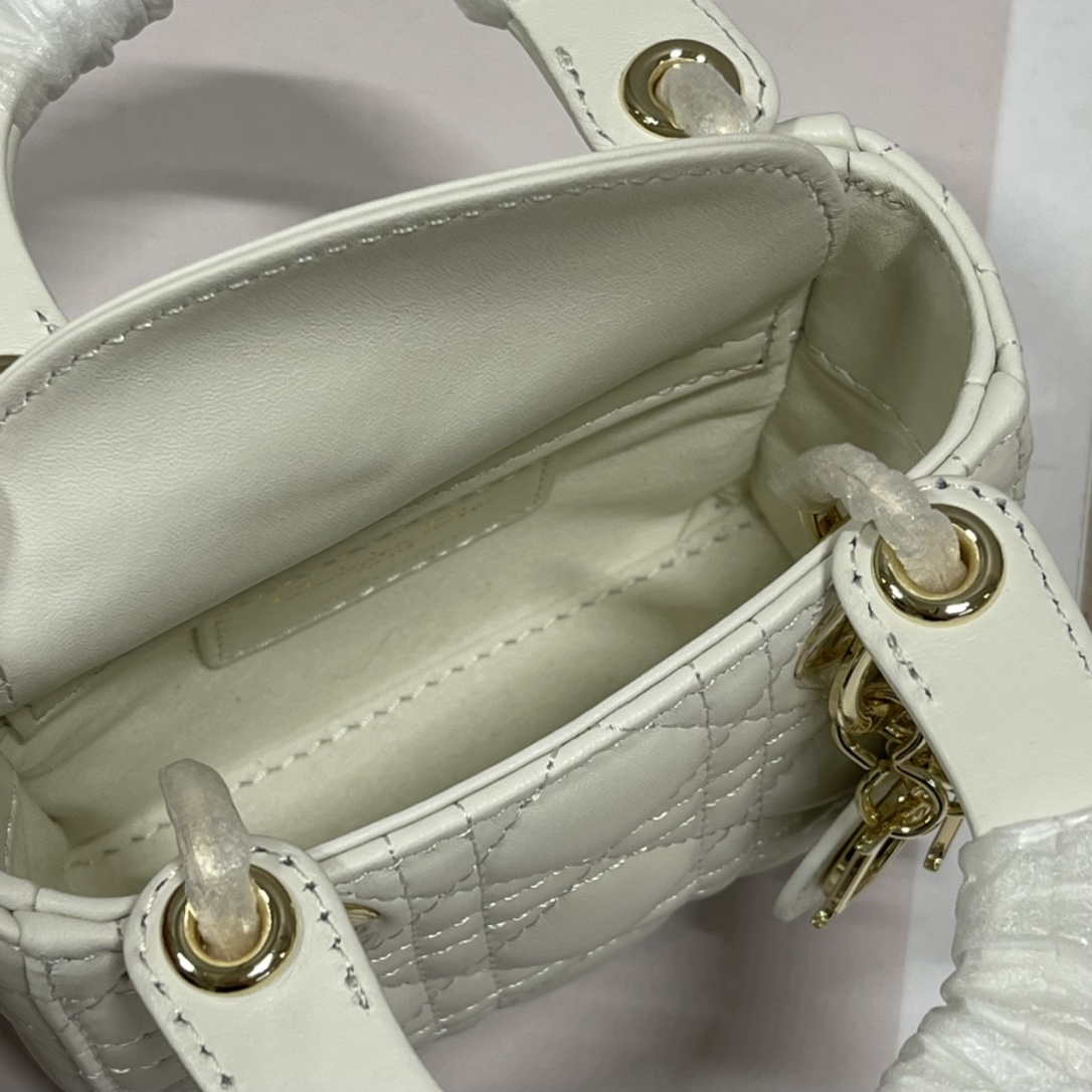 Dior S0856 MICRO LADY Dior Bag White Cannage Lambskin | dior s0856 micro lady dior bag white cannage lambskin 008