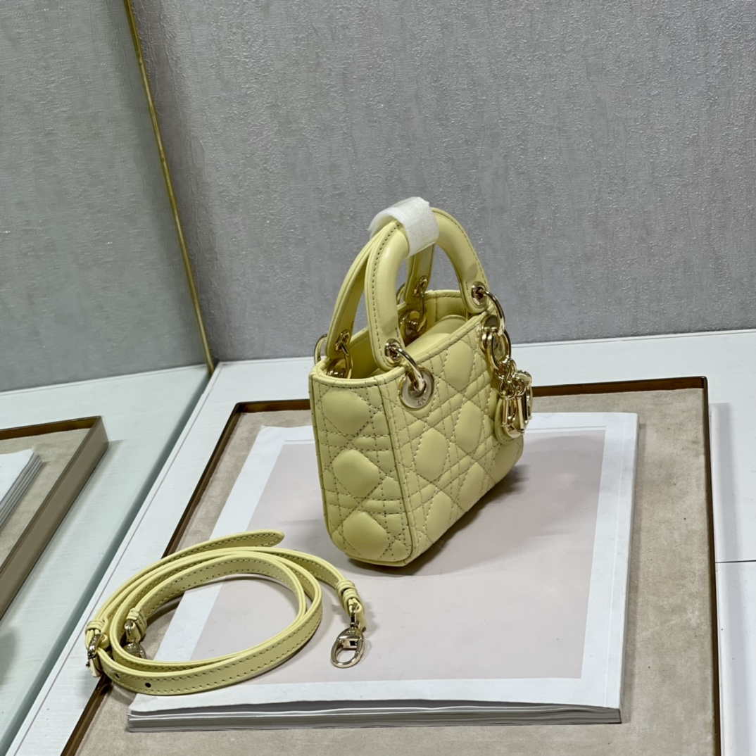Dior S0856 MICRO LADY Dior Bag Yellow Cannage Lambskin | dior s0856 micro lady dior bag yellow cannage lambskin 005
